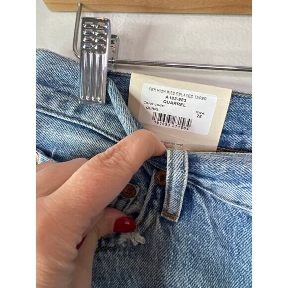 NWT Agolde Fen High Rise Relaxed Tapered Straight Cut Button Jeans Quarrel - Picture 5 of 8